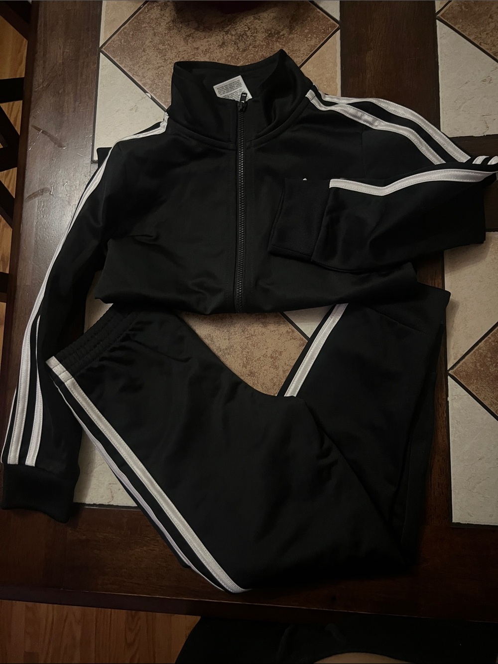 adidas Black and White Kids Track Jacket and Pants Set